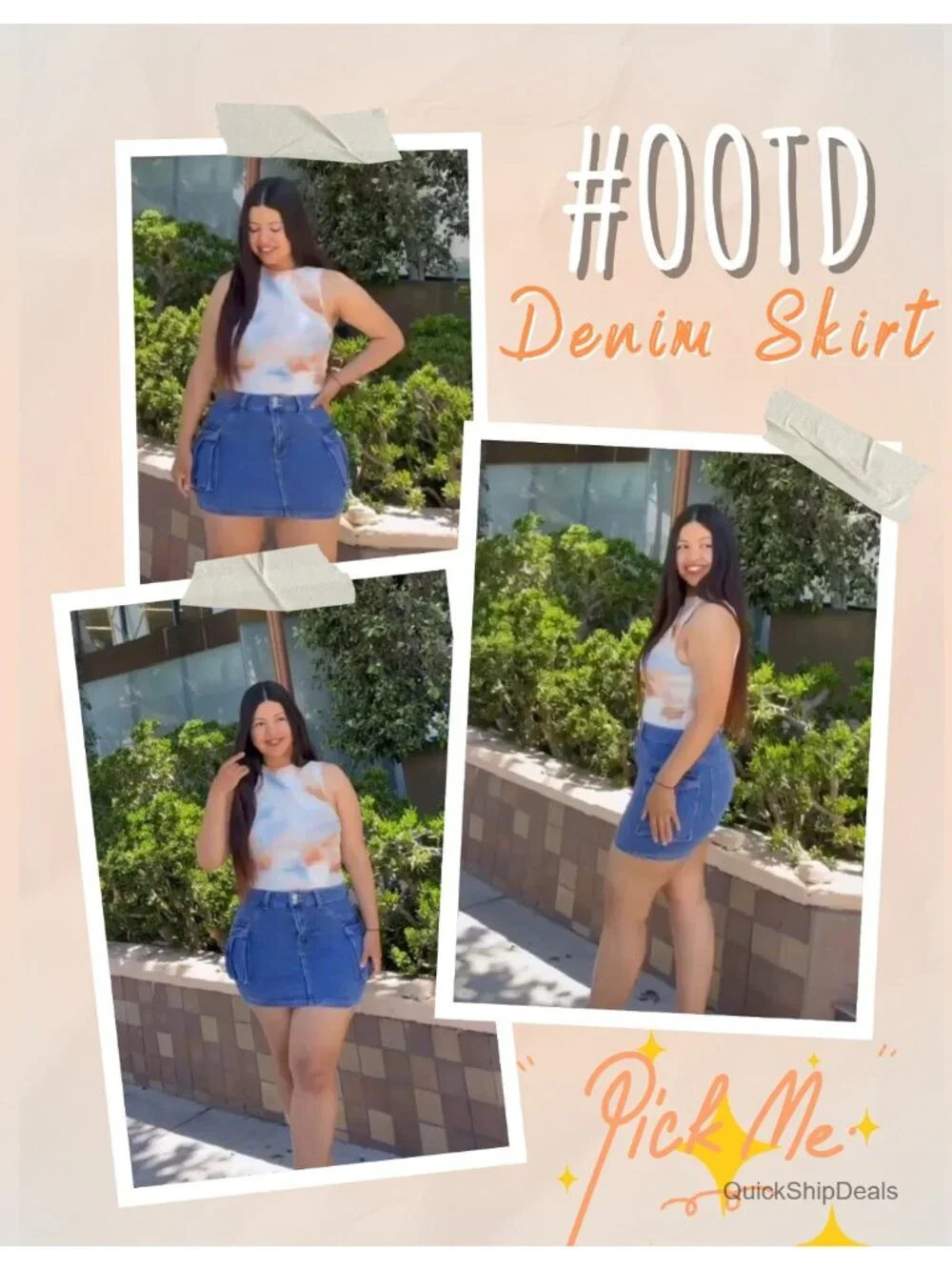Women Denim Mini Skirt Y2K Low Rise Flap Pockets